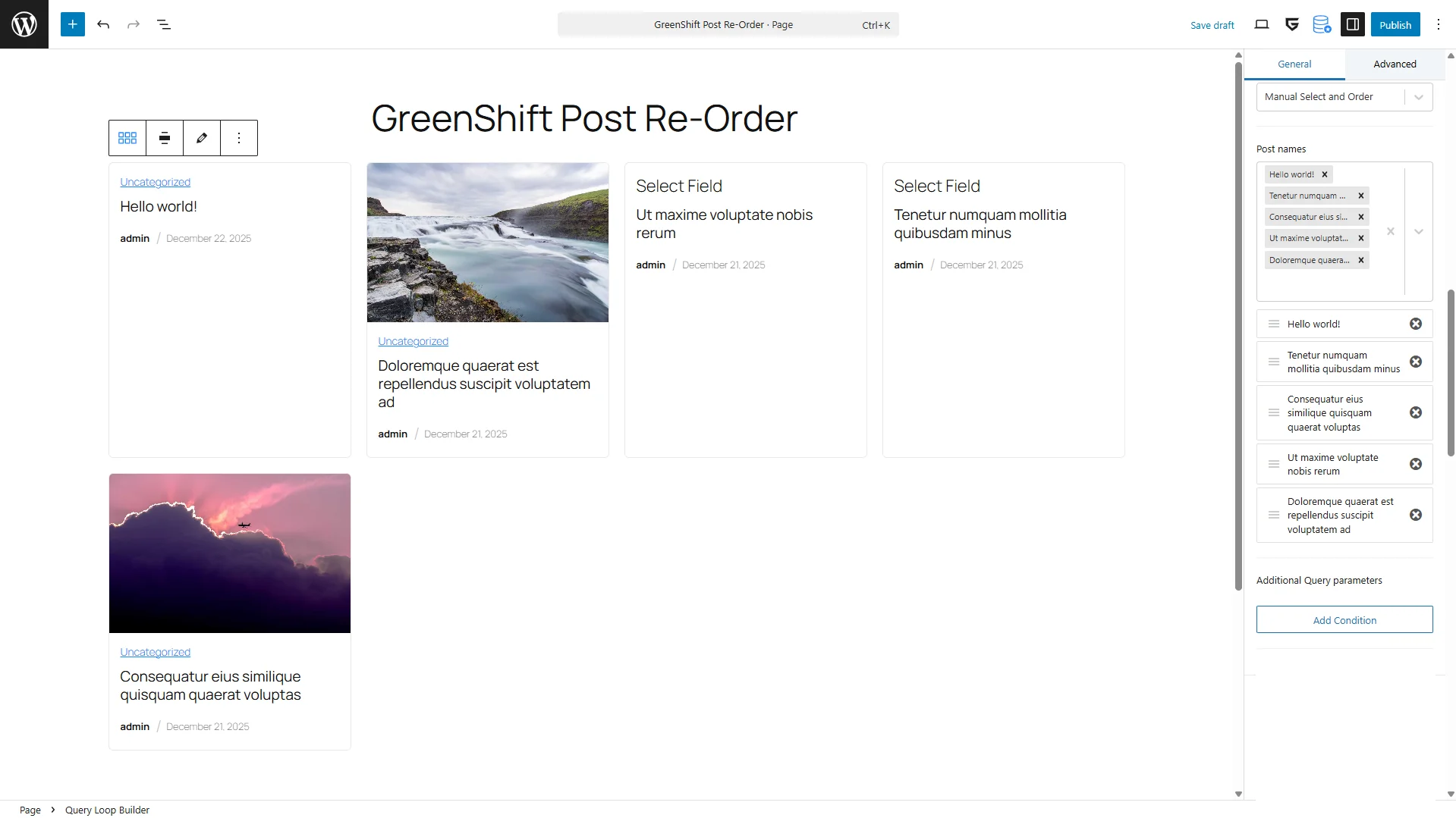 Greenshift Query Enhancer | Drag-and-Drop Content Manager
