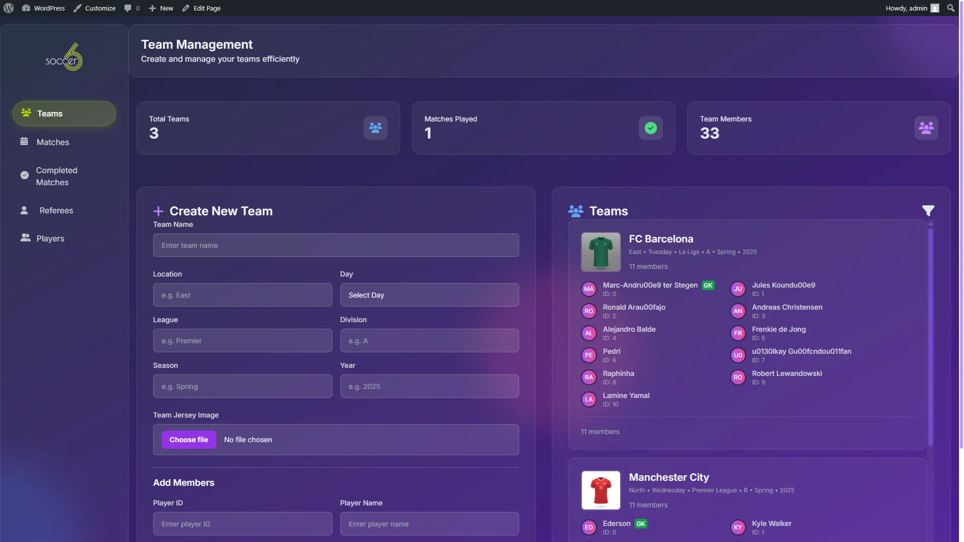 Soccer Stats & League Manager | Sports Administration System