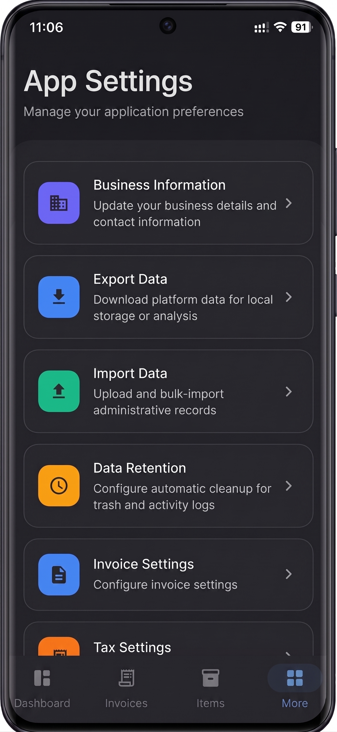 Invoice & CRM Management Mobile App — screenshot 2