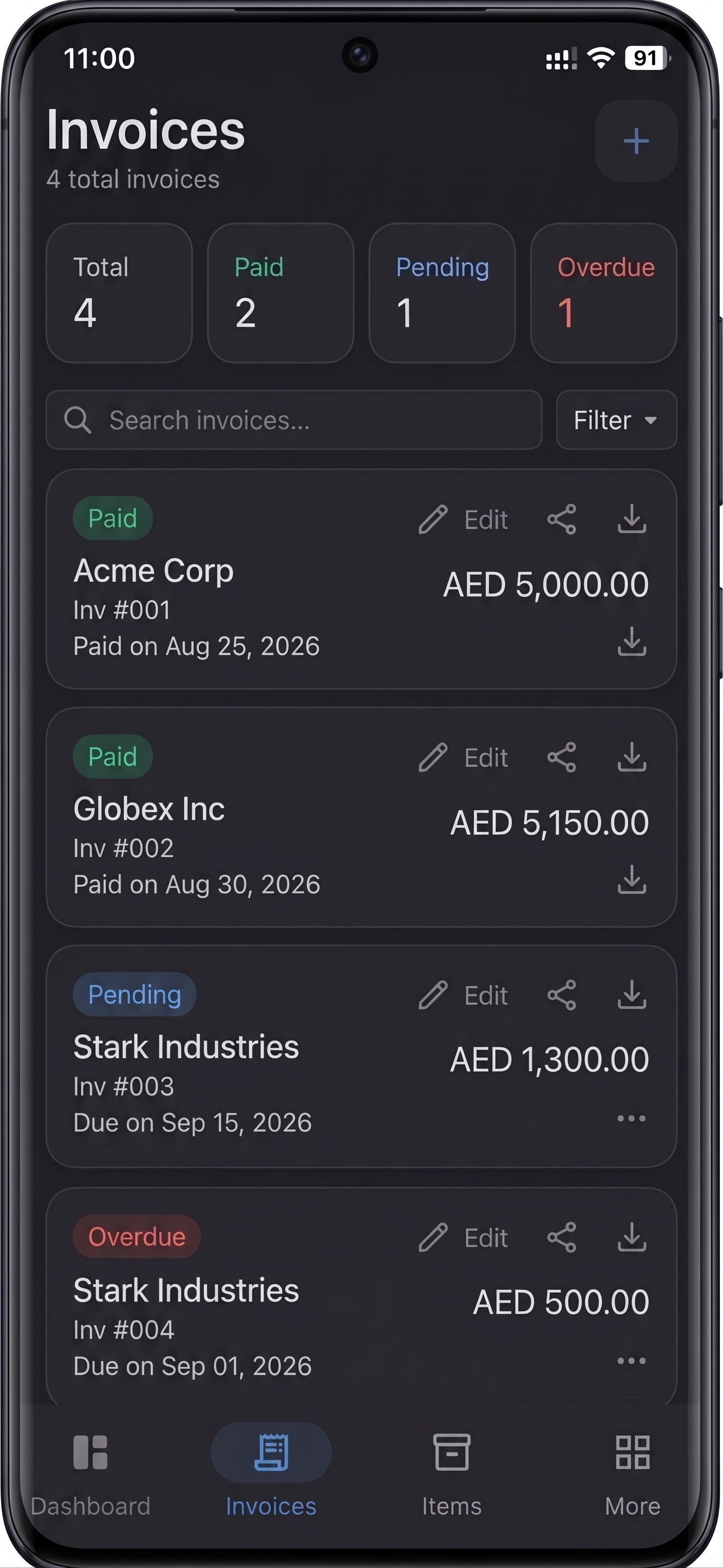 Invoice & CRM Management Mobile App — screenshot 3
