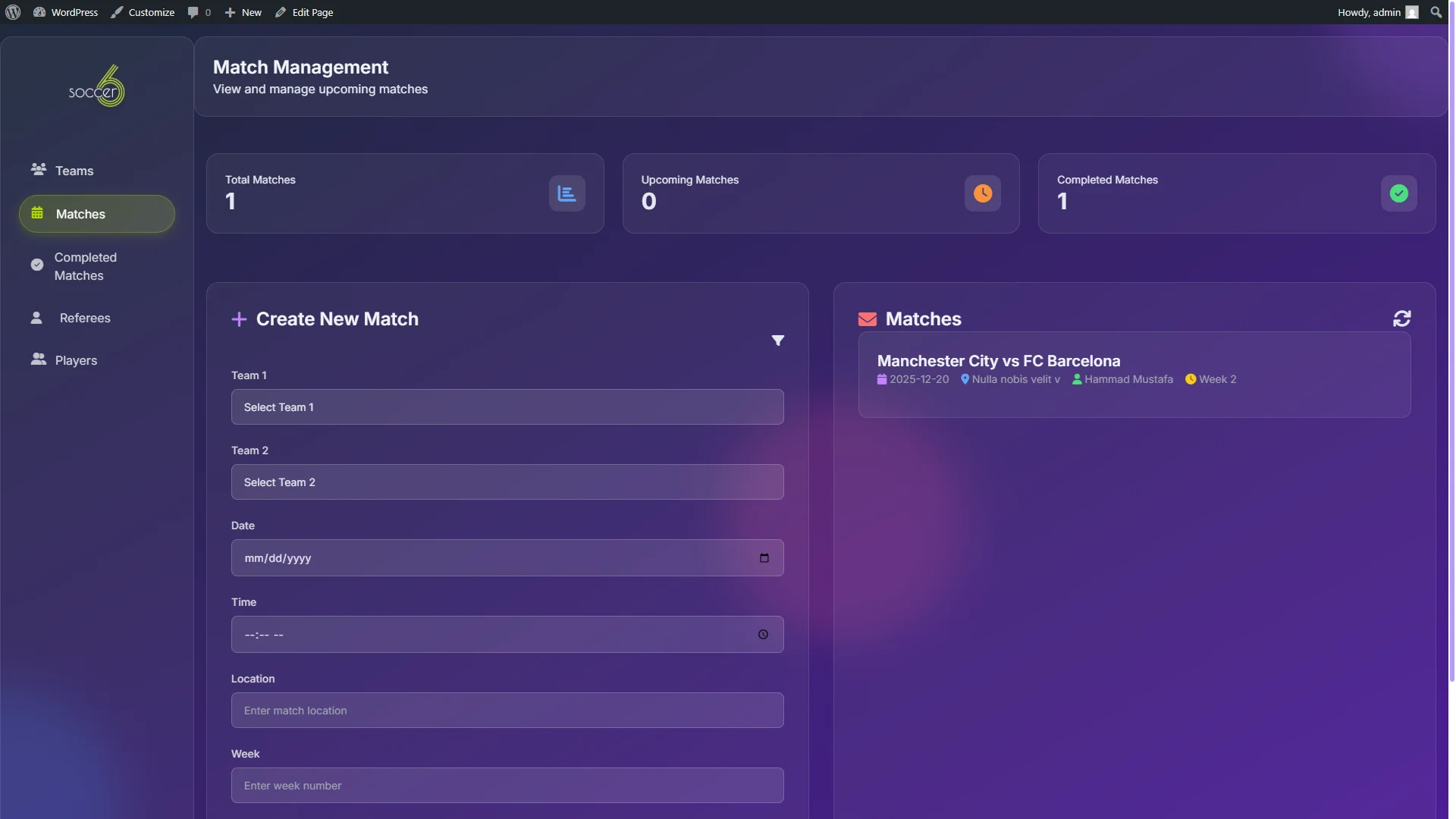 Soccer Stats & League Manager | Sports Administration System — screenshot 2